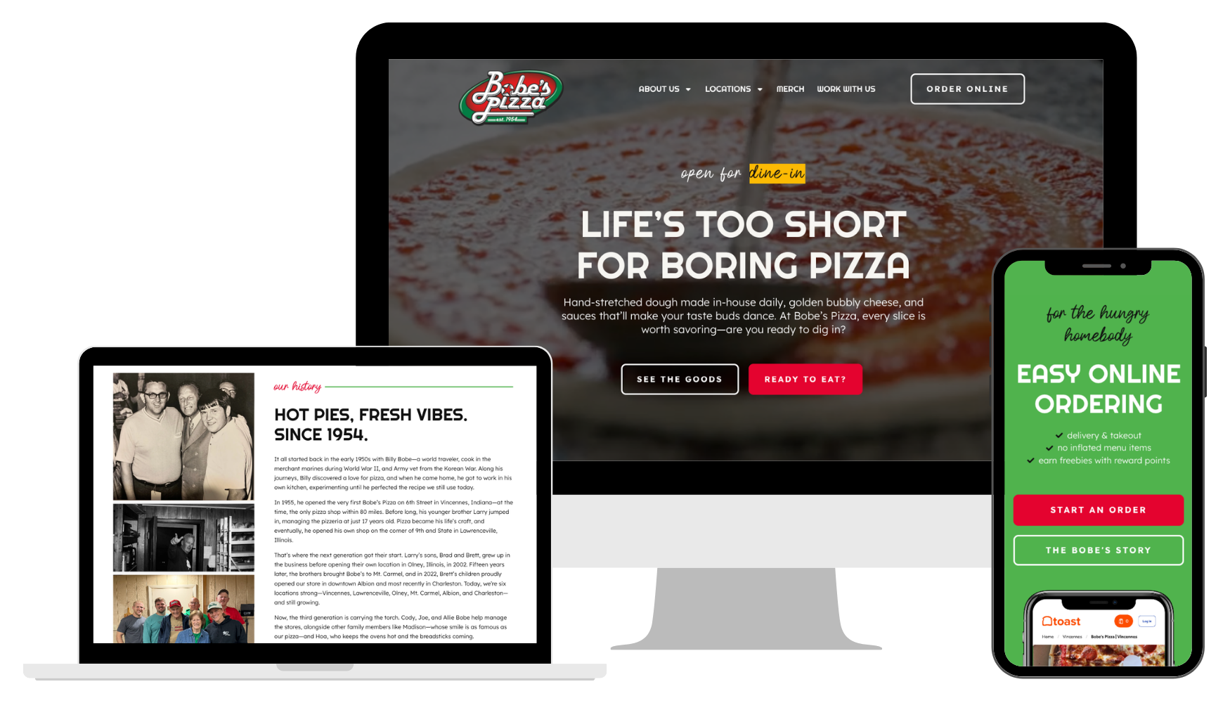 Bobe's Pizza Website Graphic